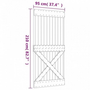 Tömör fenyőfa tolóajtó fémszerelék szettel 95 x 210 cm