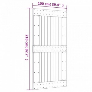 Tömör fenyőfa tolóajtó fémszerelékszettel 100 x 210 cm