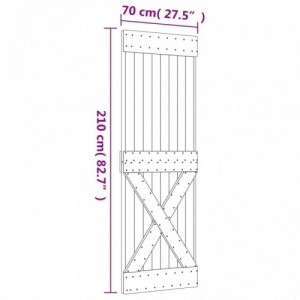 Tömör fenyőfa tolóajtó fémszerelék szettel 70 x 210 cm