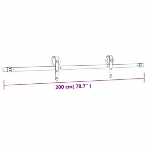 Tömör fenyőfa tolóajtó fémszerelék szettel 80 x 210 cm