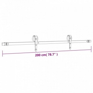 Tömör fenyőfa tolóajtó fémszerelék szettel 90 x 210 cm