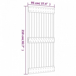 Tömör fenyőfa tolóajtó fémszerelék szettel 95 x 210 cm