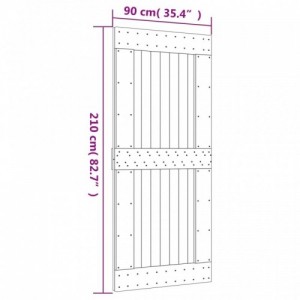 Tömör fenyőfa tolóajtó fémszerelék szettel 90 x 210 cm