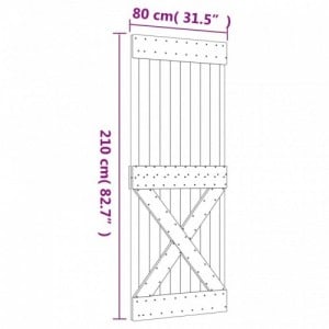 Tömör fenyőfa tolóajtó fémszerelék szettel 80 x 210 cm