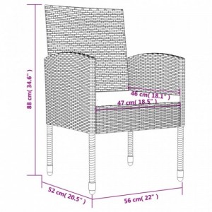 5 részes szürke-fekete polyrattan és acél kerti étkezőgarnitúra