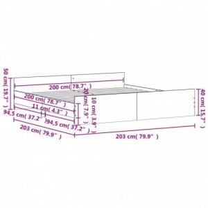 Füstös tölgy színű ágykeret fej- és lábtámlával 200 x 200 cm