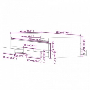 Fekete ágykeret fej- és lábtámlával 90 x 200 cm