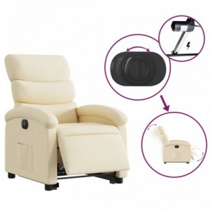 Elektromos felállást segítő krémszínű szövet dönthető fotel