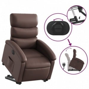 Elektromos barna műbőr felállást segítő dönthető fotel