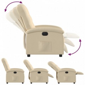 Krémszínű szövet elektromos dönthető fotel