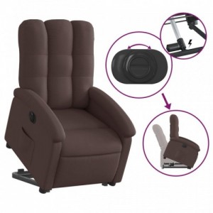 Elektromos felállást segítő sötétbarna szövet dönthető fotel