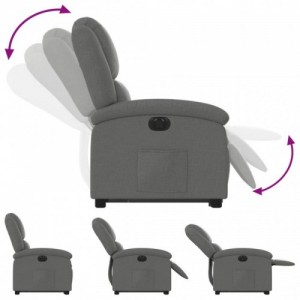 Elektromos felállást segítő sötétszürke szövet dönthető fotel