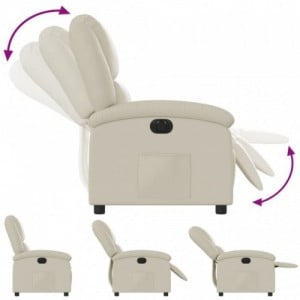 Krémszínű műbőr elektromos dönthető fotel