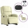 Krémszínű valódi bőr felállást segítő elektromos dönthető fotel