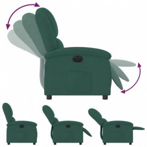 Sötétzöld bársony elektromos dönthető fotel