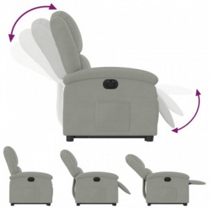 Elektromos felállást segítő világosszürke bársony fotel