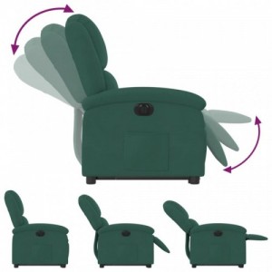 Elektromos felállást segítő sötétzöld bársony fotel