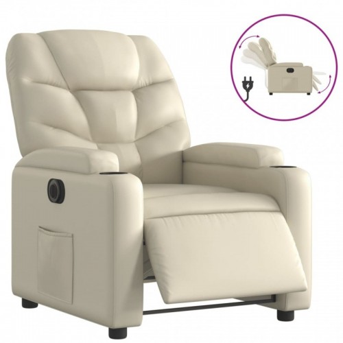 Krémszínű műbőr elektromos dönthető fotel