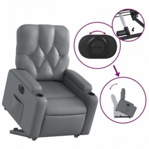 Elektromos szürke műbőr felállást segítő dönthető fotel