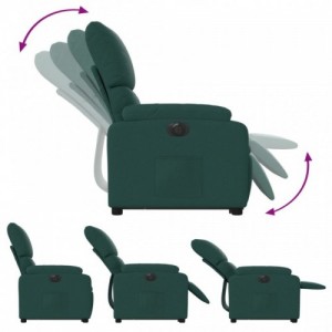 Elektromos felállást segítő sötétzöld szövet dönthető fotel
