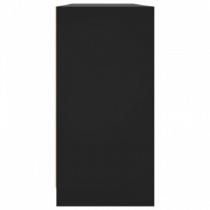 Fekete szerelt fa könyvespolc ajtóval 204x37x75 cm