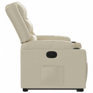 Krémszínű műbőr felállást segítő dönthető fotel