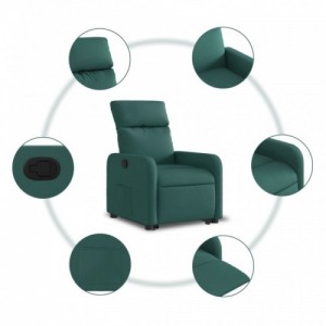 Sötétzöld szövet felállást segítő dönthető fotel