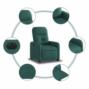 Sötétzöld szövet elektromos dönthető fotel