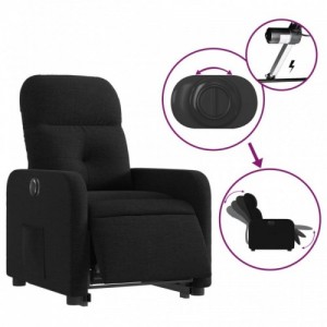 Elektromos felállást segítő fekete szövet dönthető fotel