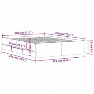 Betonszürke szerelt fa ágykeret fiókokkal 120 x 200 cm