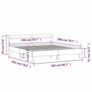 Fekete szerelt fa ágykeret fejtámlával 200 x 200 cm