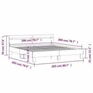 Betonszürke szerelt fa ágykeret fejtámlával 200 x 200 cm