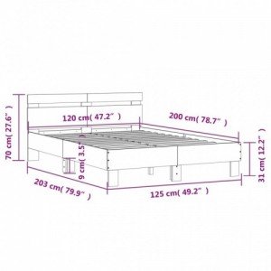 Fekete szerelt fa ágykeret fejtámlával 120 x 200 cm