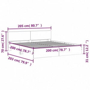 Füstös tölgy színű ágykeret fejtámlával 200 x 200 cm