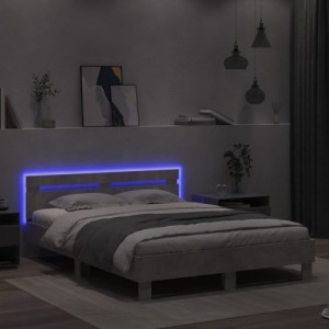 Betonszürke ágykeret fejtámlával és LED-del 140x190 cm