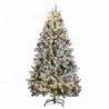 Csuklópántos műkarácsonyfa 300 LED-del és gömbökkel 240 cm