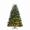 Csuklópántos műkarácsonyfa 300 LED-del és gömbökkel 180 cm
