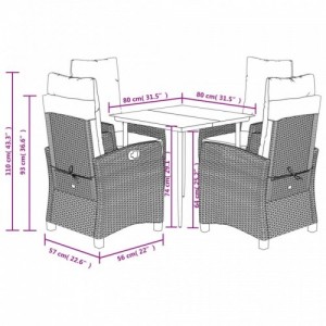 5 részes szürke polyrattan kerti étkezőgarnitúra párnával