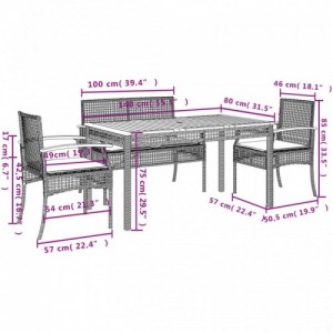 5 részes szürke polyrattan kerti étkezőgarnitúra párnával