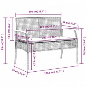 3 részes bézs polyrattan kerti étkezőgarnitúra párnákkal