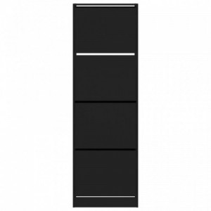 Fekete cipőszekrény 4 kihajtható fiókkal 60 x 34 x 187,5 cm