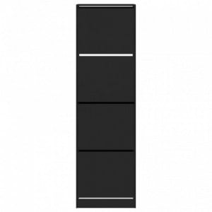 Fekete cipőszekrény 4 kihajtható fiókkal 60 x 42 x 204 cm