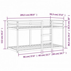 Viaszbarna tömör fenyőfa emeletes ágy 90x200 cm