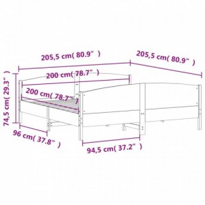 Fehér tömör fenyőfa ágy matrac nélkül 200 x 200 cm