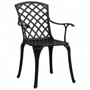 6 db fekete öntött alumínium kerti szék