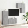 4 darab szürke sonoma színű szerelt fa fali TV-bútor