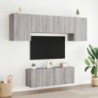 6 darab szürke sonoma színű szerelt fa fali TV-bútor