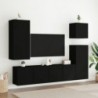 5 darab fekete szerelt fa falra szerelhető TV-bútor