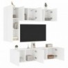 5 darab fehér szerelt fa falra szerelhető TV-bútor