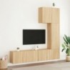 5 darab füstös tölgyszínű szerelt fa falra szerelhető TV-bútor